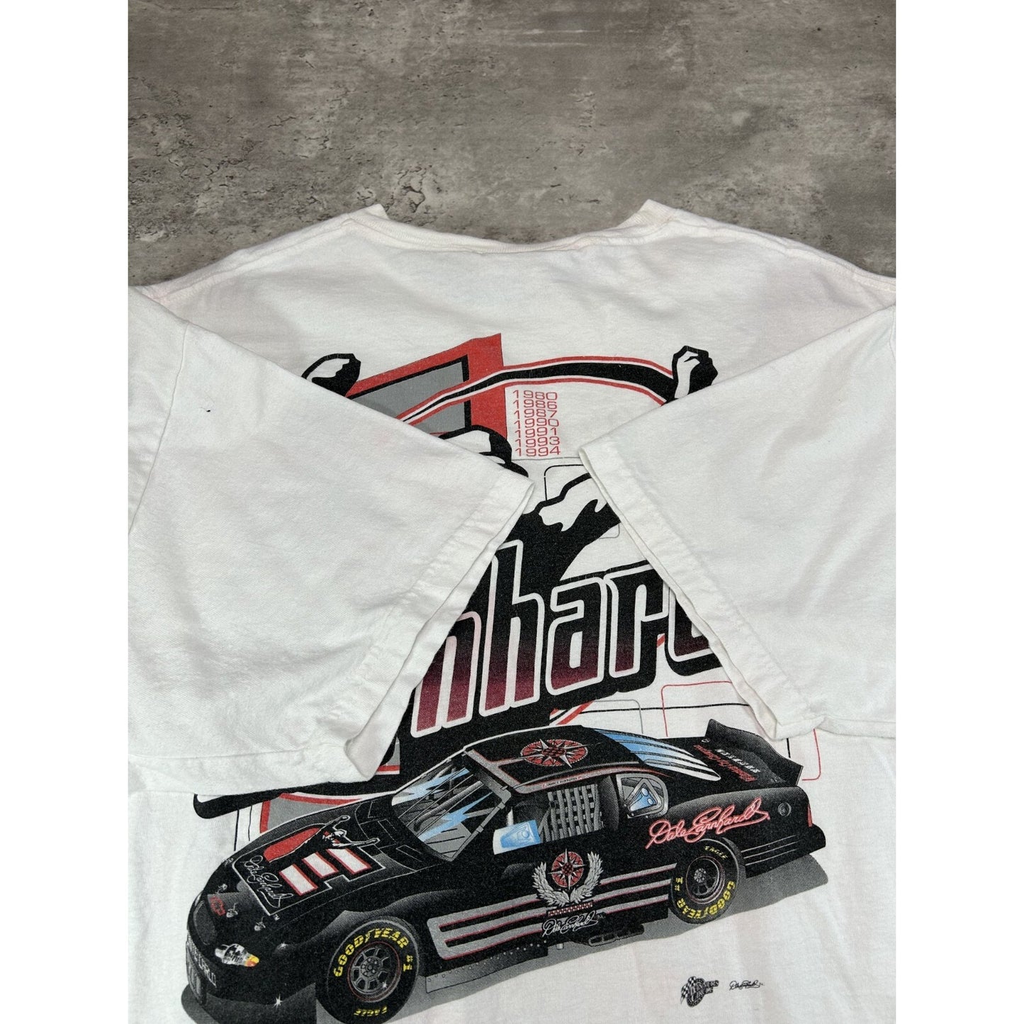 Vintage Dale Earnhardt #3 Nascar Graphic Spell Out Race T-Shirt Size XL White