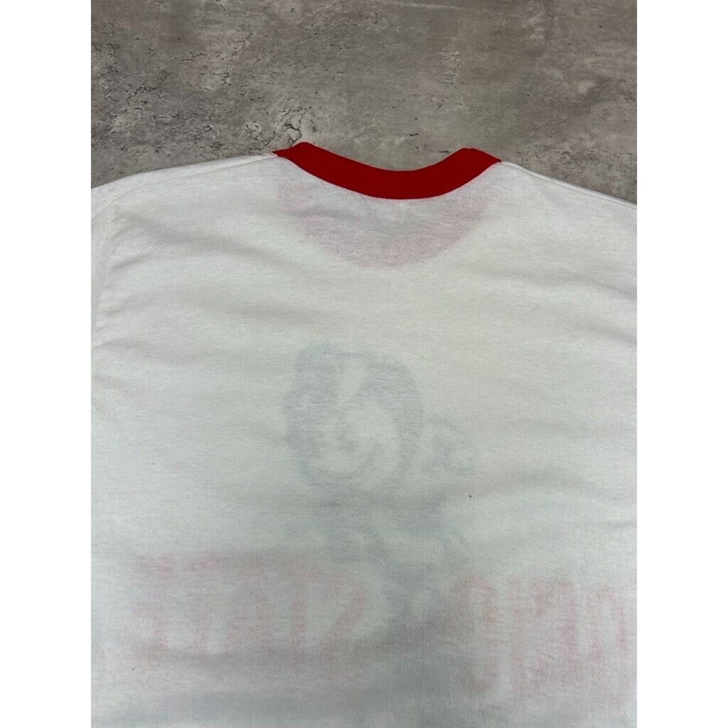 Vintage 1980s Ohio State Buckeyes NCAA Mascot Graphic Ringer T-Shirt Size Large