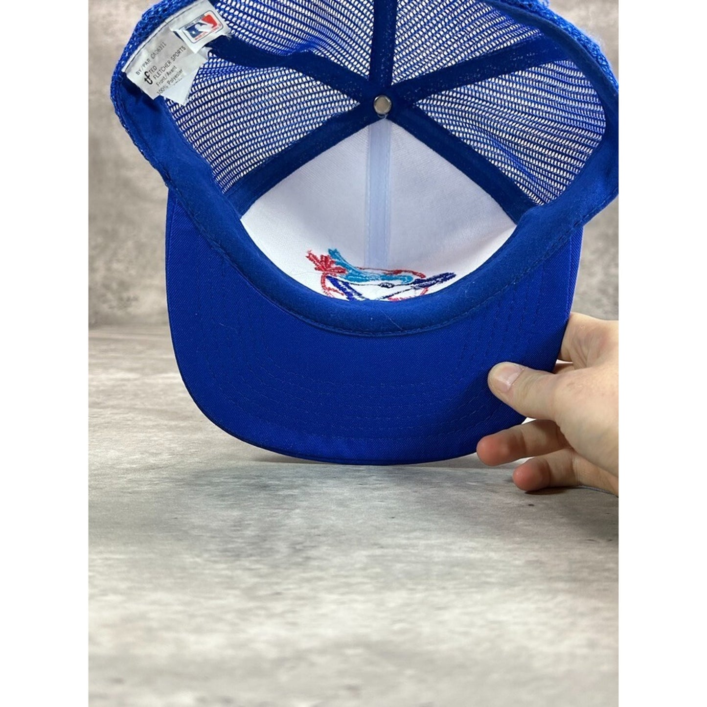 Vintage 90s Toronto Blue Jays MLB Embroidered Logo Trucker Snapback Hat OSFA