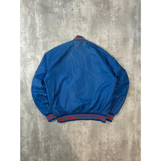 Vintage 90s New York Giants NFL Embroidered Logo Nylon Bomber Jacket Size Medium