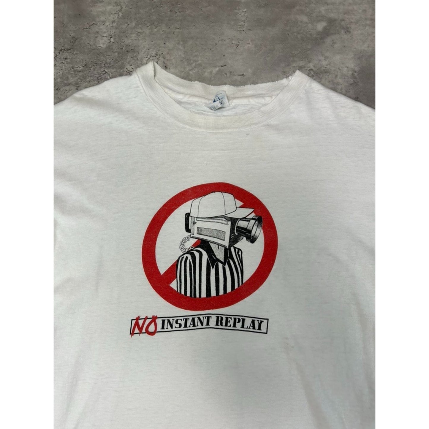Vintage 90s No Instant Replay Camera Referee Graphic T-Shirt Size XL White