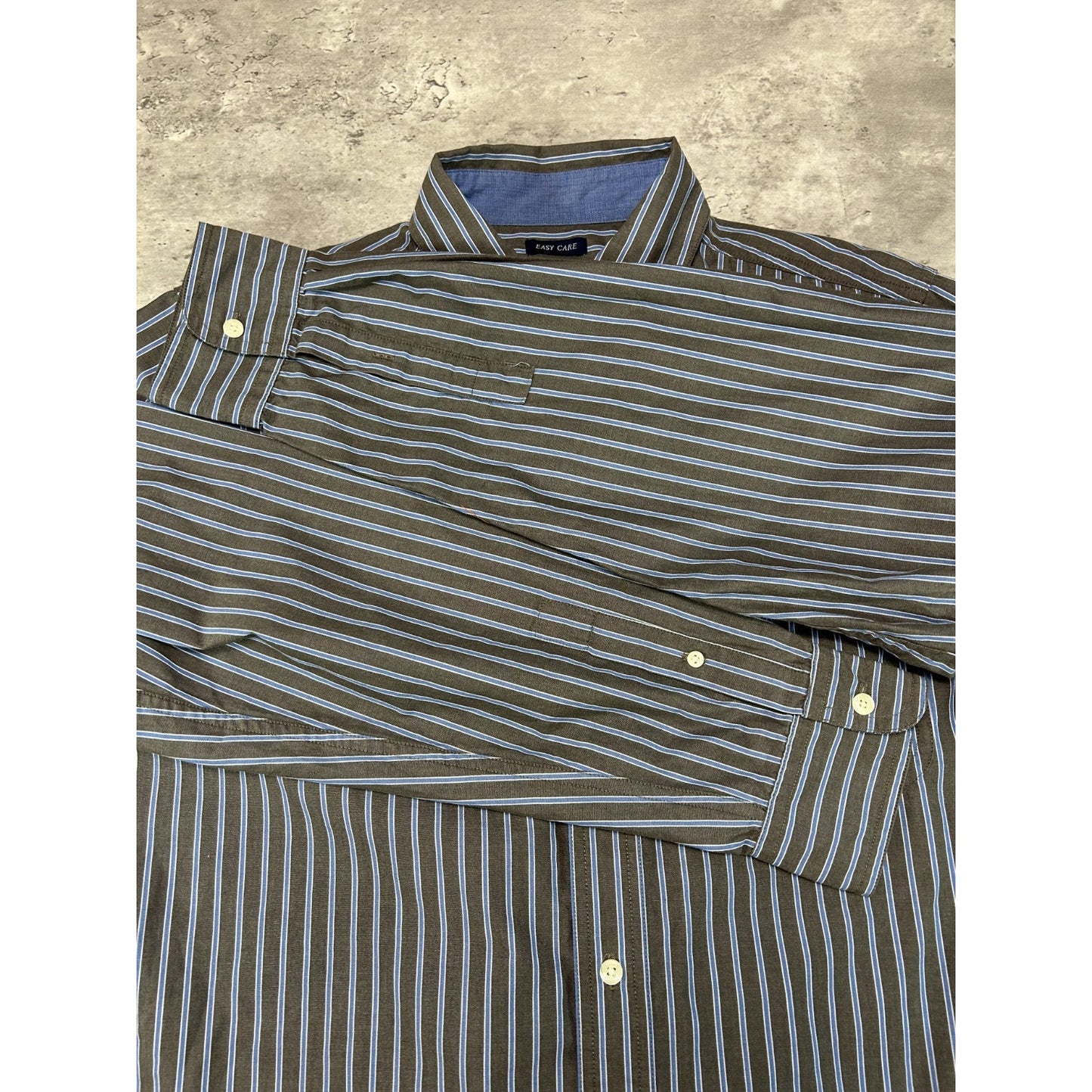 Vintage Chaps Striped Print Long Sleeve Reworked Cropped Button Up Shirt Medium