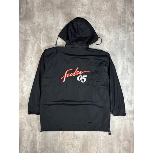 Vintage Y2K Fubu Embroidered Full Zip Hooded Nylon Long Jacket Size XXL