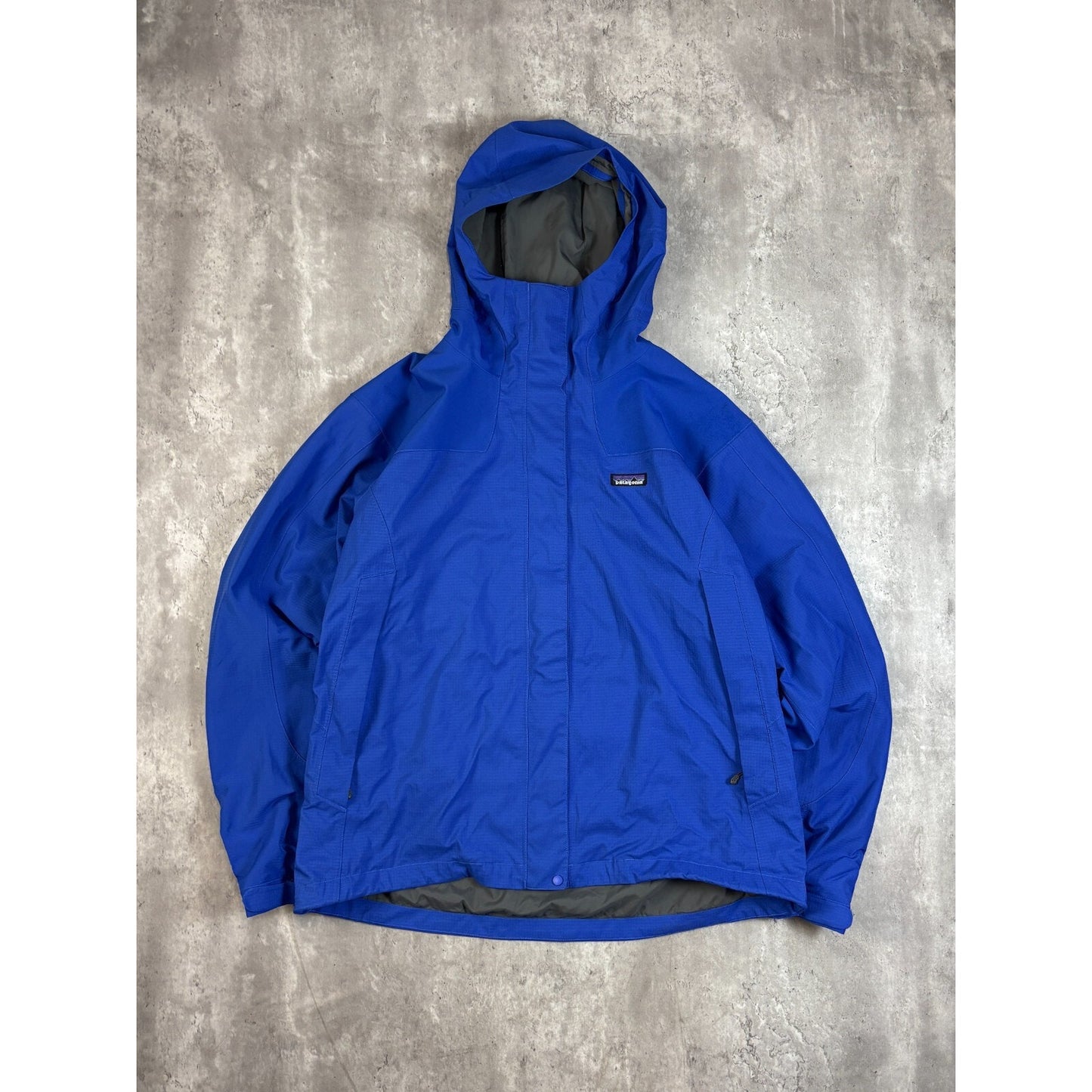 Vintage 90s Womens Patagonia Nylon Full Zip Hooded Hiking Jacket Size XL Blue