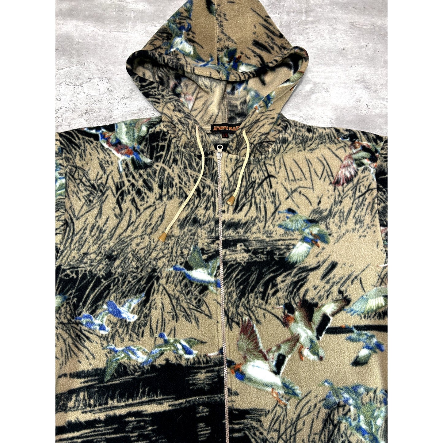 Vintage 90s Authentic Wildlife Duck Nautre Full Zip Fleece Sweatshirt Size Large