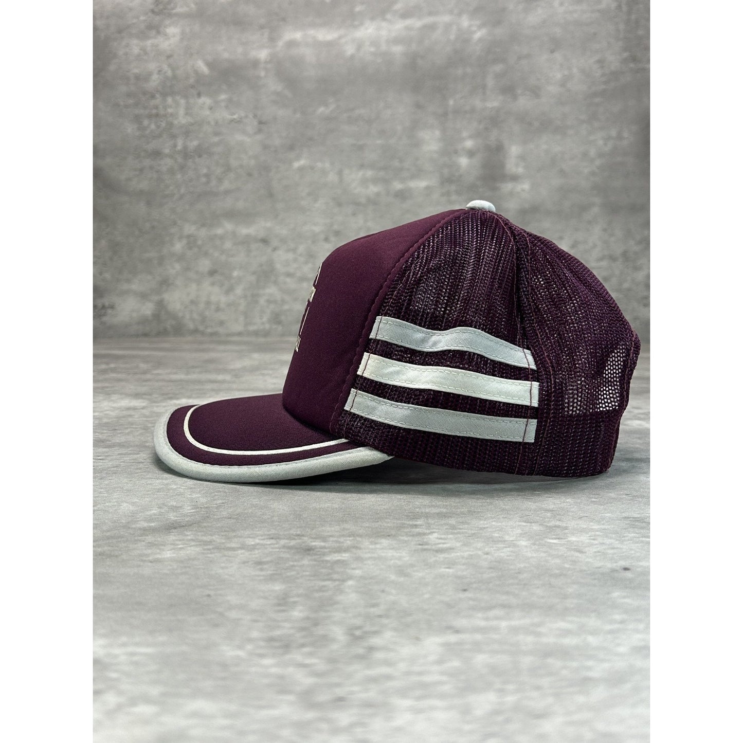 VTG 1989 Harrowsmith Old Boys Baseball Three Stripe Trucker Snapback Hat OSFA