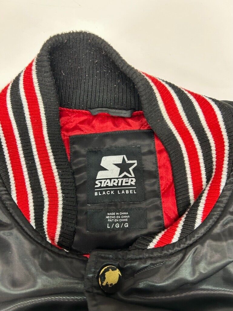 Chicago Bulls NBA Arc Spell Out Satin Bomber Basketball Starter Jacket Size Large