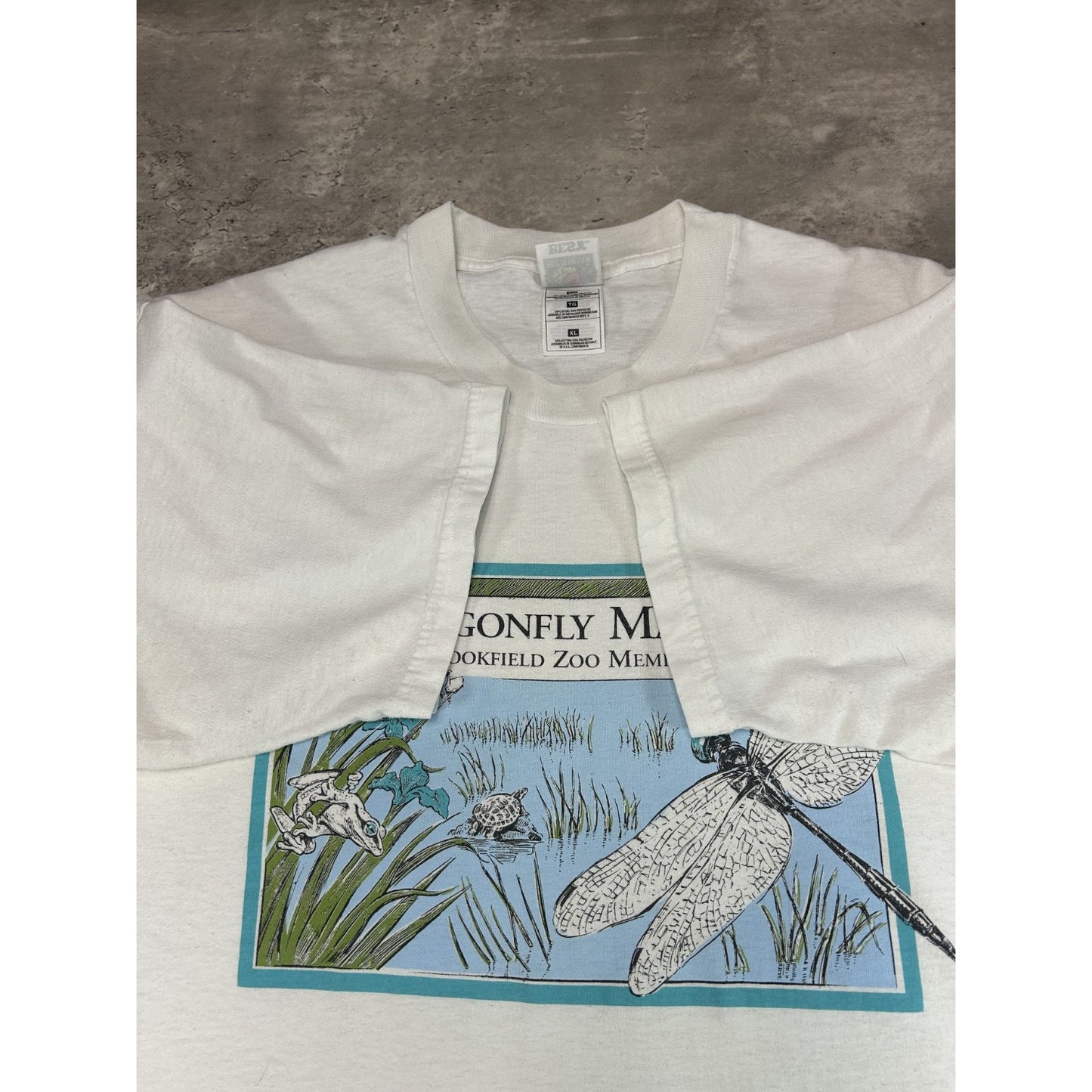 Vintage 90s Brookfield Zoo Dragonfly Marsh Nature Graphic T-Shirt Size XL