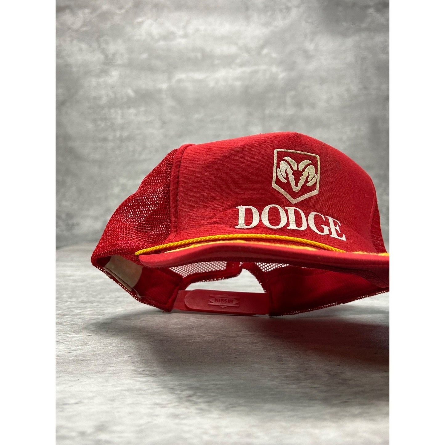Vintage 80s Dodge Car Graphic Logo Scramble Eggs Trucker Snapback Hat OSFA