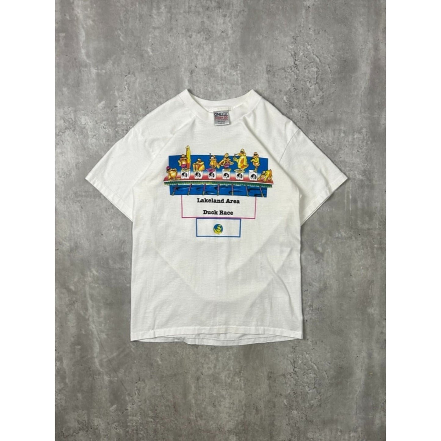 Vintage 90s Lakeland Duck Race Cartoon Duck Graphic T-Shirt Size Large