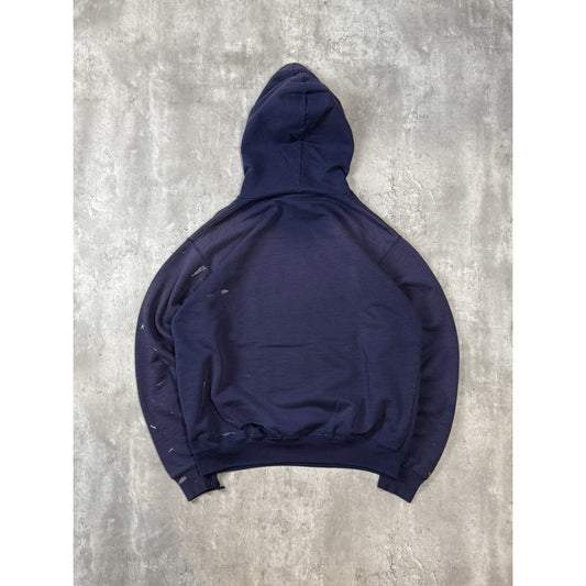 Vintage 90s Carhartt Distressed Workwear Pullover Hooded Sweatshirt Size XL Blue