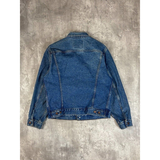 Vintage 80s Levis Orange Dark Wash Type 3 Denim Trucker Jacket Size Small Blue