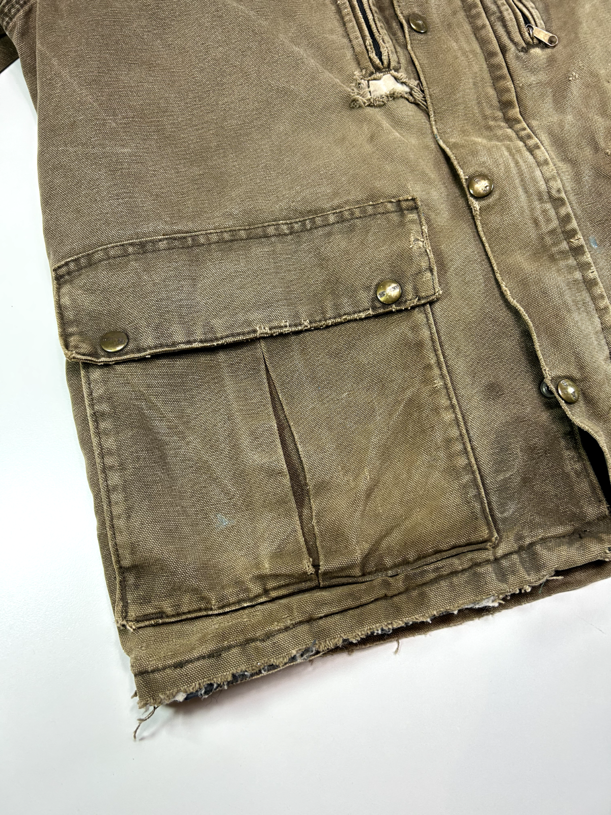 Vintage 90s Carhartt Blanket Lined Canvas Workwear Farm Jacket Size Medium Brown