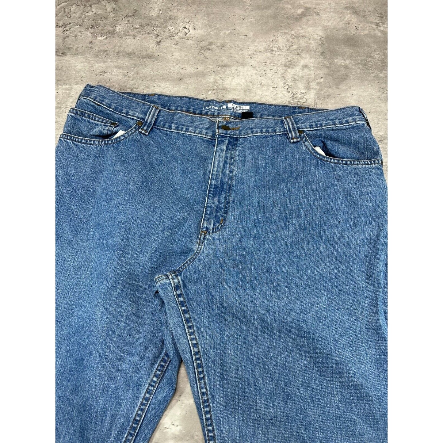 Carhartt Relaxed Fit Medium Wash Denim Workwear Pants Size 42 Blue