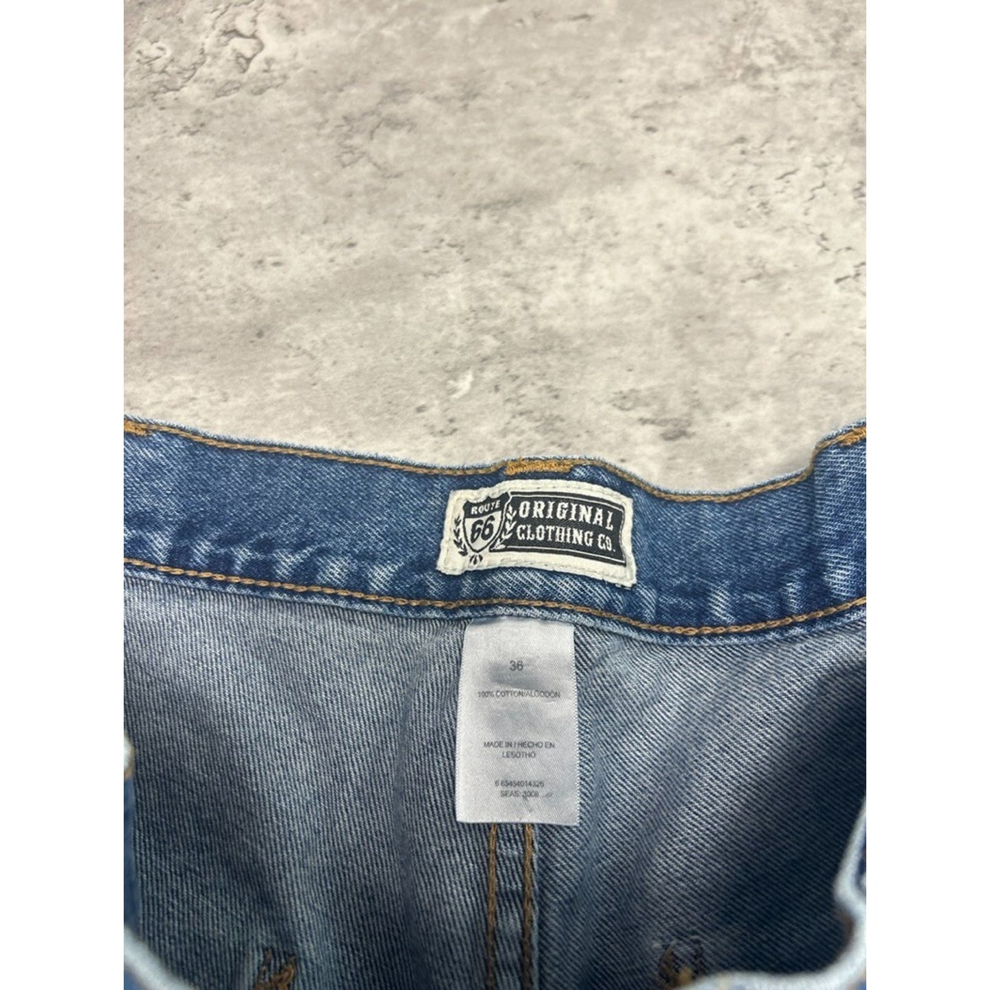 Vintage Route 66 Medium Wash Denim Workwear Carpenter Shorts Size 36 Blue