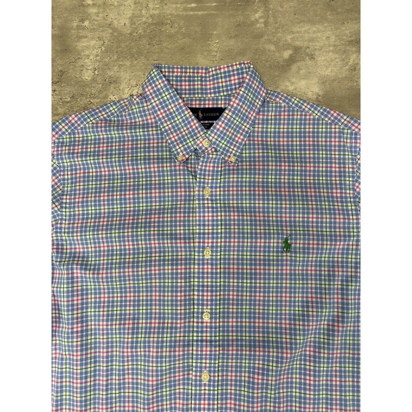 Vintage Polo Ralph Lauren Reworked Cropped Long Sleeve Button Up Shirt Sz Large