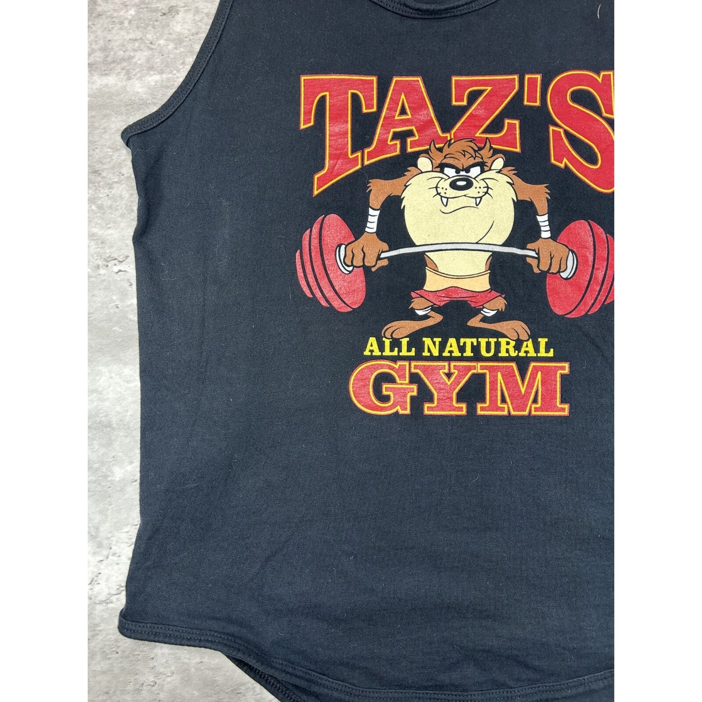 Vintage 1991 Looney Tunes Taz's Gym Cartoon Sleeveless T-Shirt Size Medium