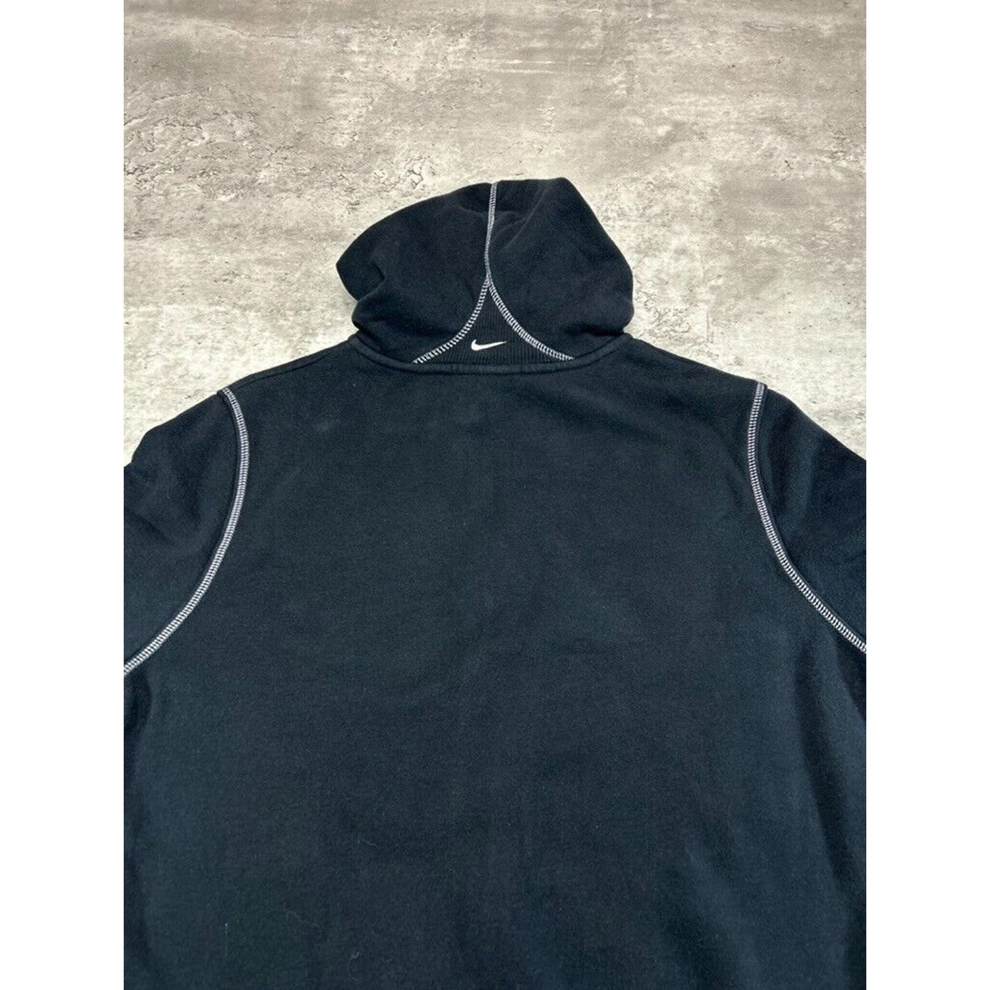 Vintage Womens Nike Embroidered Swoosh Full Zip Hooded Sweatshirt Size XL Black