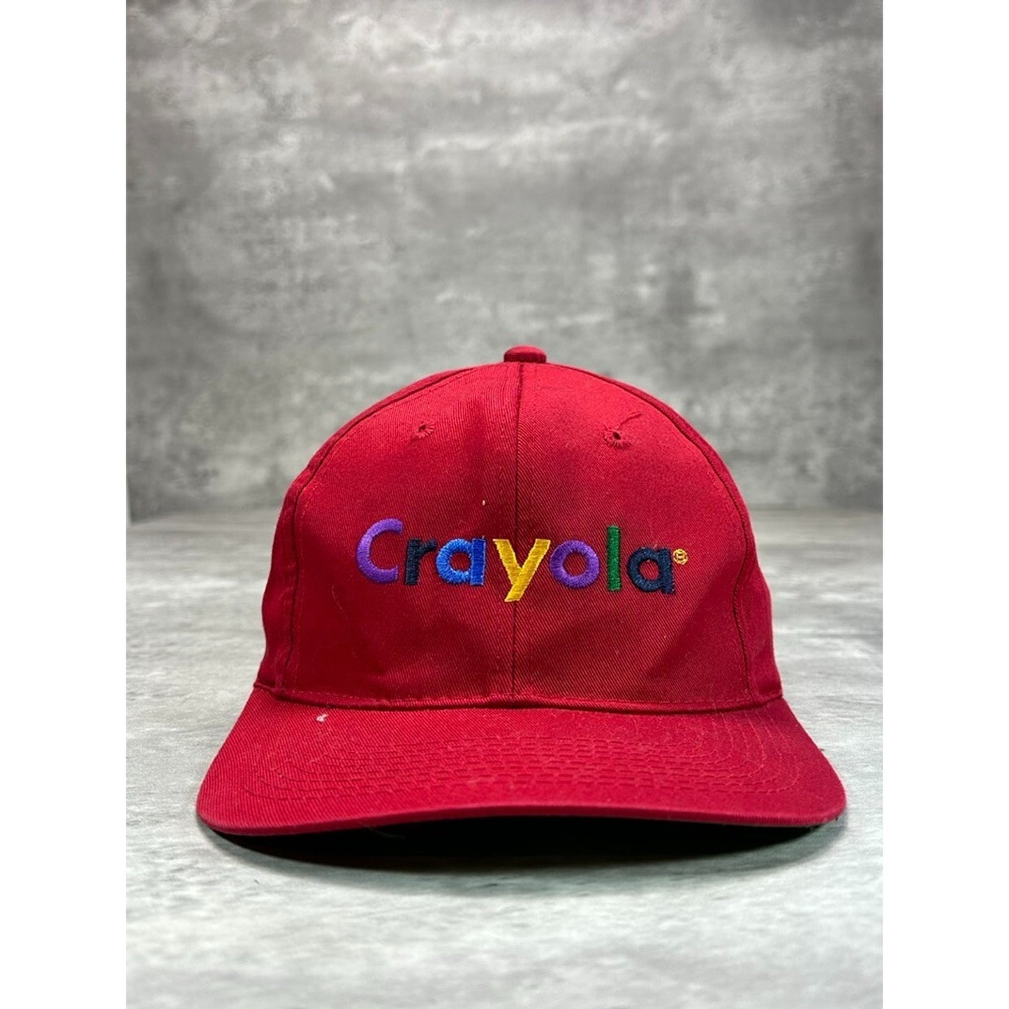 Vintage 90s Crayola Embroidered Spellout Snapback Hat OSFA Red