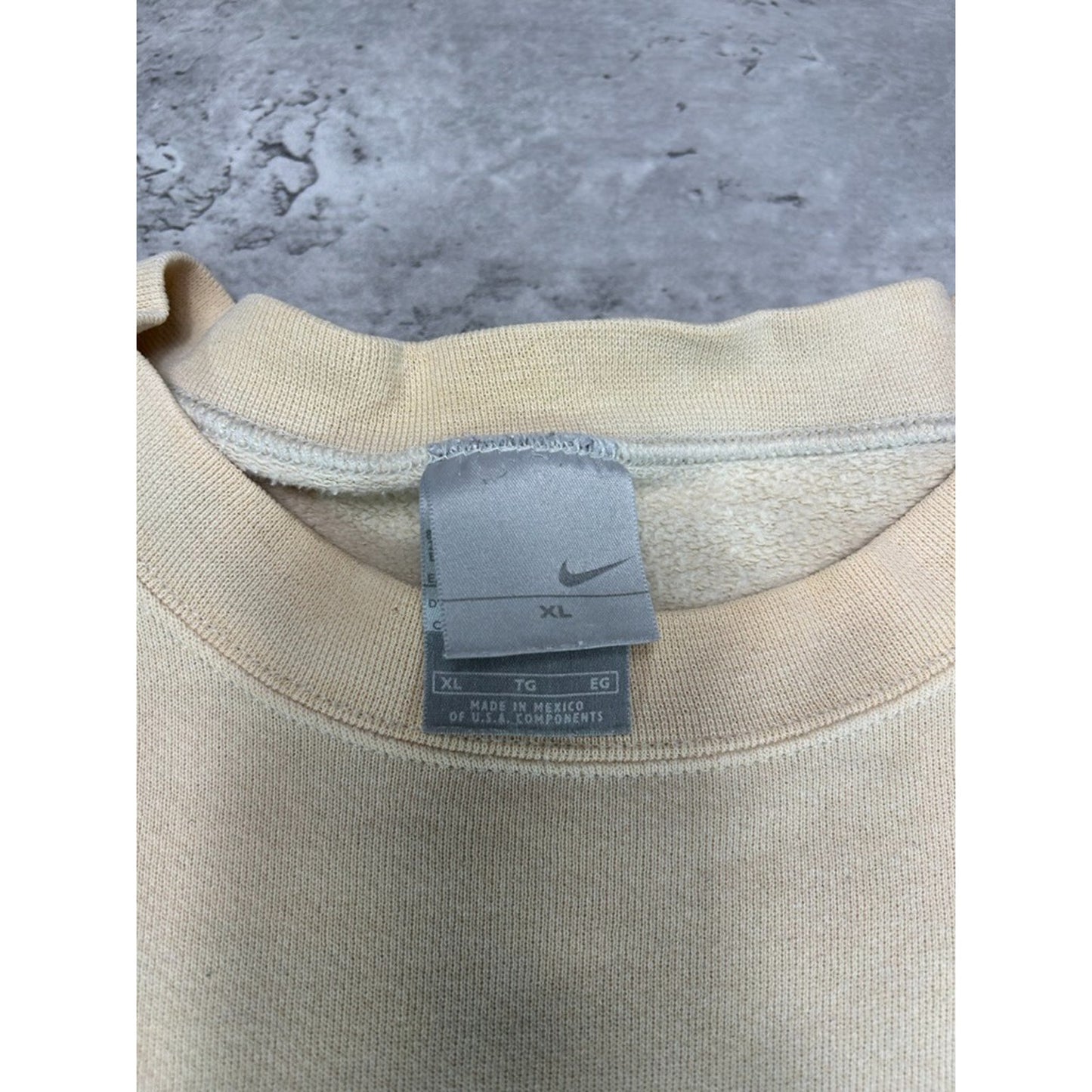 Vintage 2000s Nike Embroidered Mini Swoosh Earth Tone Sweatshirt Size XL Beige
