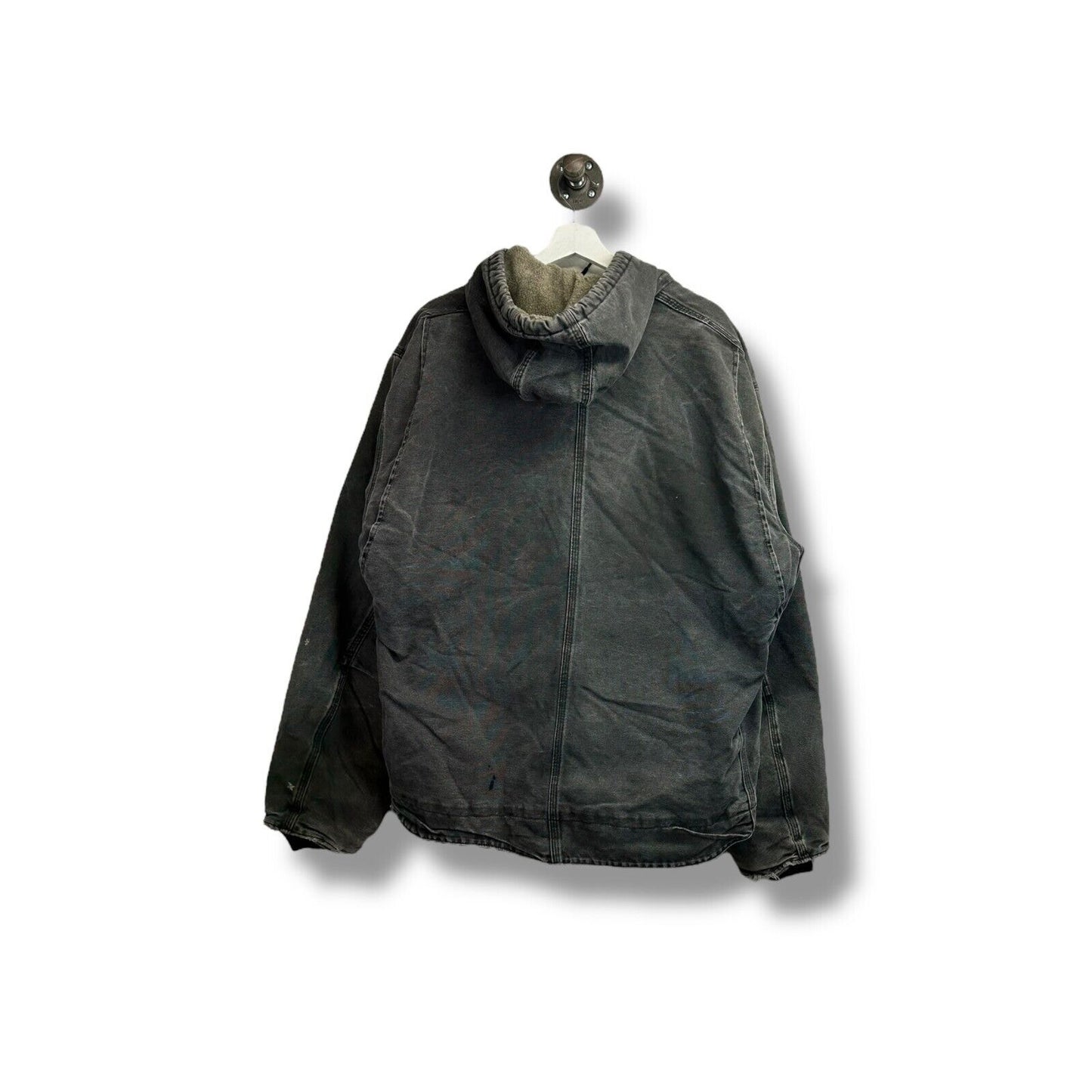 Vintage Carhartt Sherpa Lined Canvas Workwear Hooded Detroit Jacket Size XXL