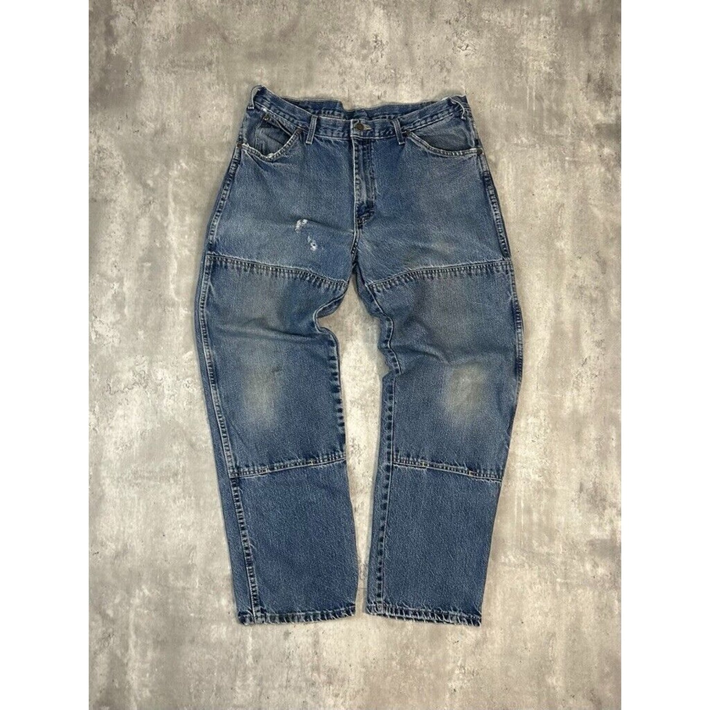 Vintage Dickies Dark Wash Denim Work Wear Five Pocket Double Knee Pants Size 36W