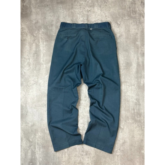 Vintage 90s Dickies Workwear Pleated Trouser Style Pants Size 35 Teal