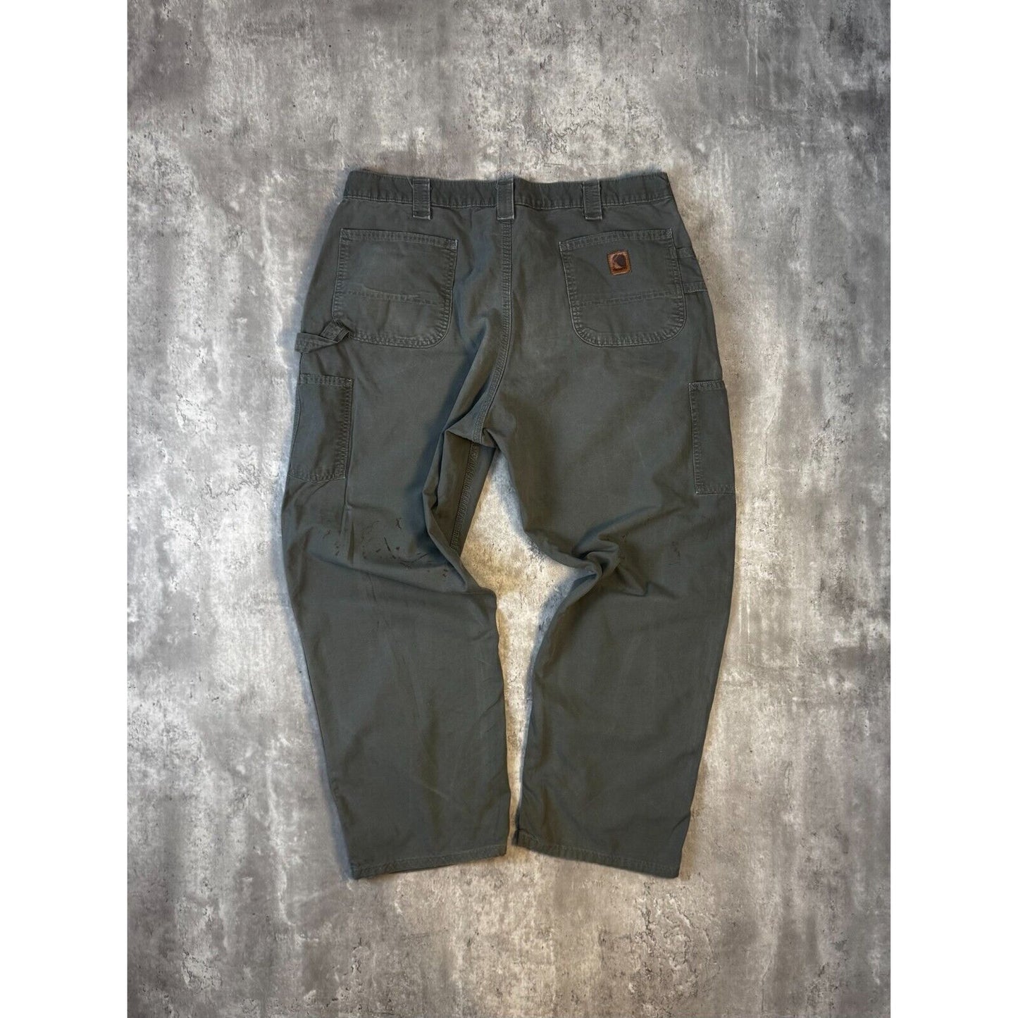 Carhartt Dungaree Fit Canvas Workwear Carpenter Pants Size 39 Gray