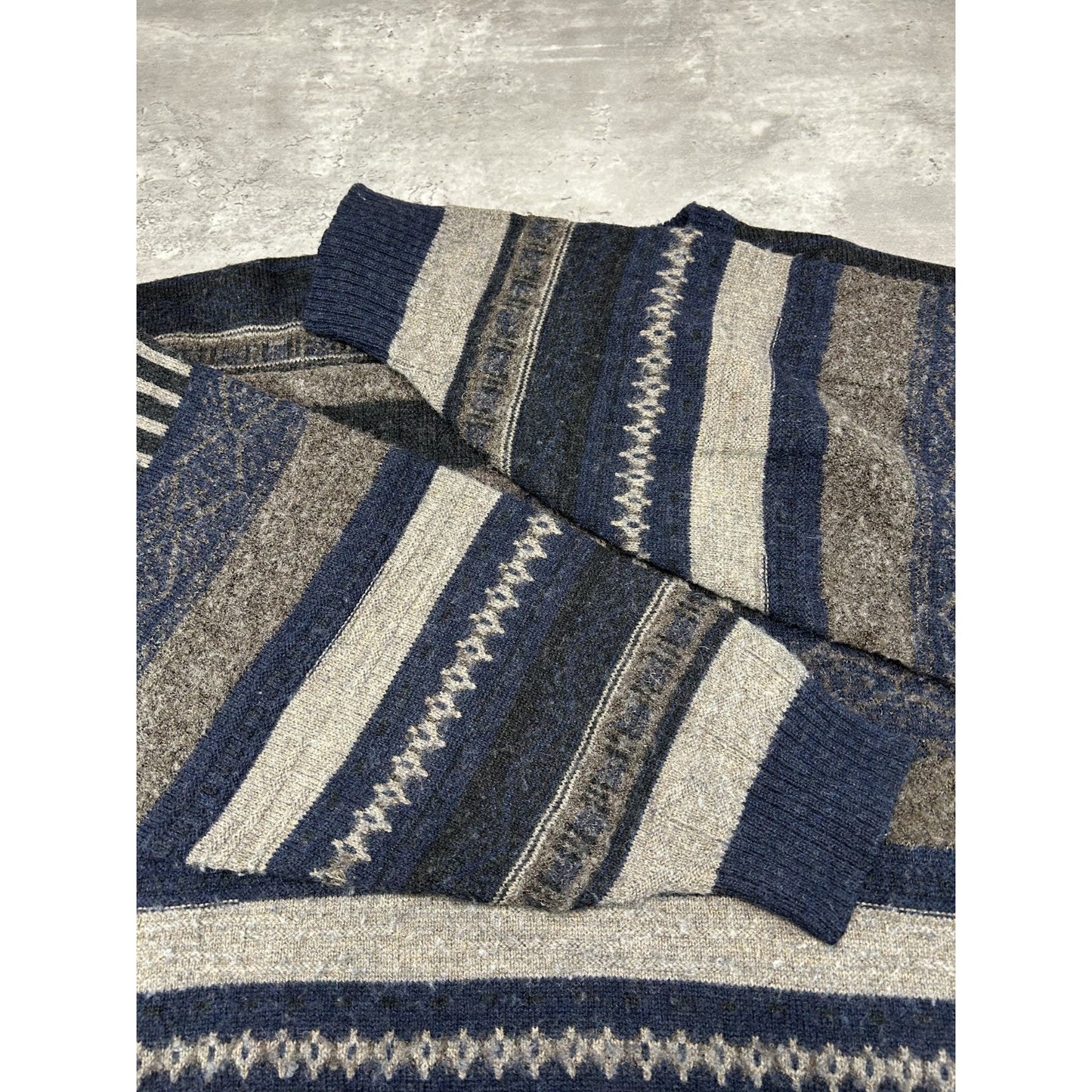 Vintage 90s Abstract Striped Pullover Ribbed Knit Sweater Size 2XL