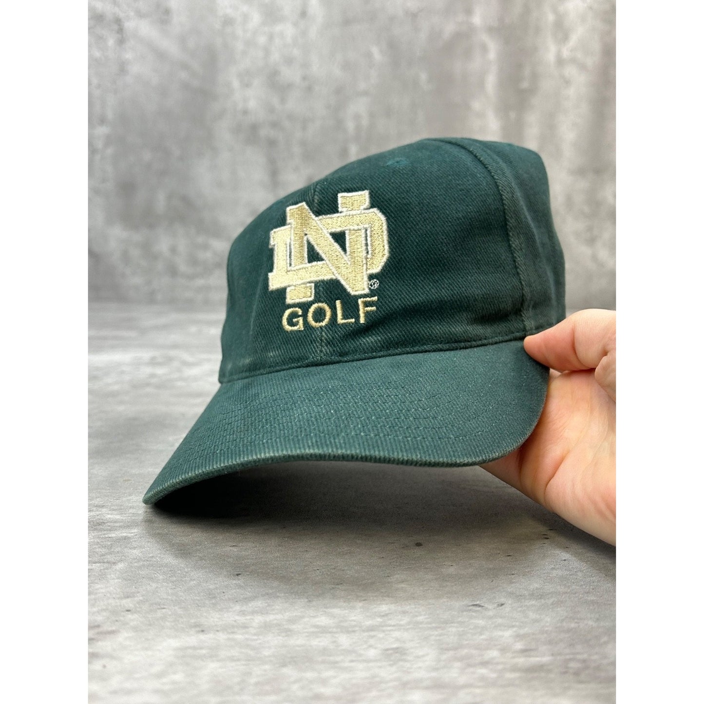Vintage 90s Notre Dame Fighting Irish NCAA Golf Embroidered Strapback Hat OSFA