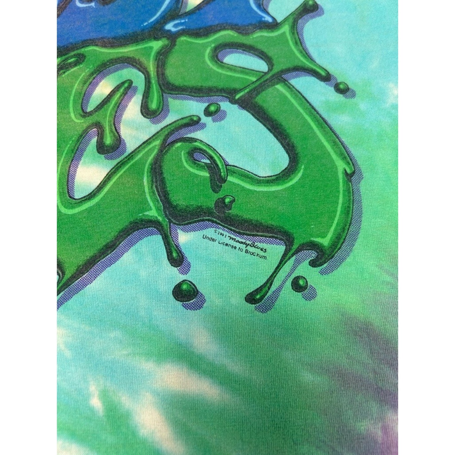Vintage 1991 Moody Blues Tye Dye Rock Music Graffiti Spellout T-Shirt Size XL