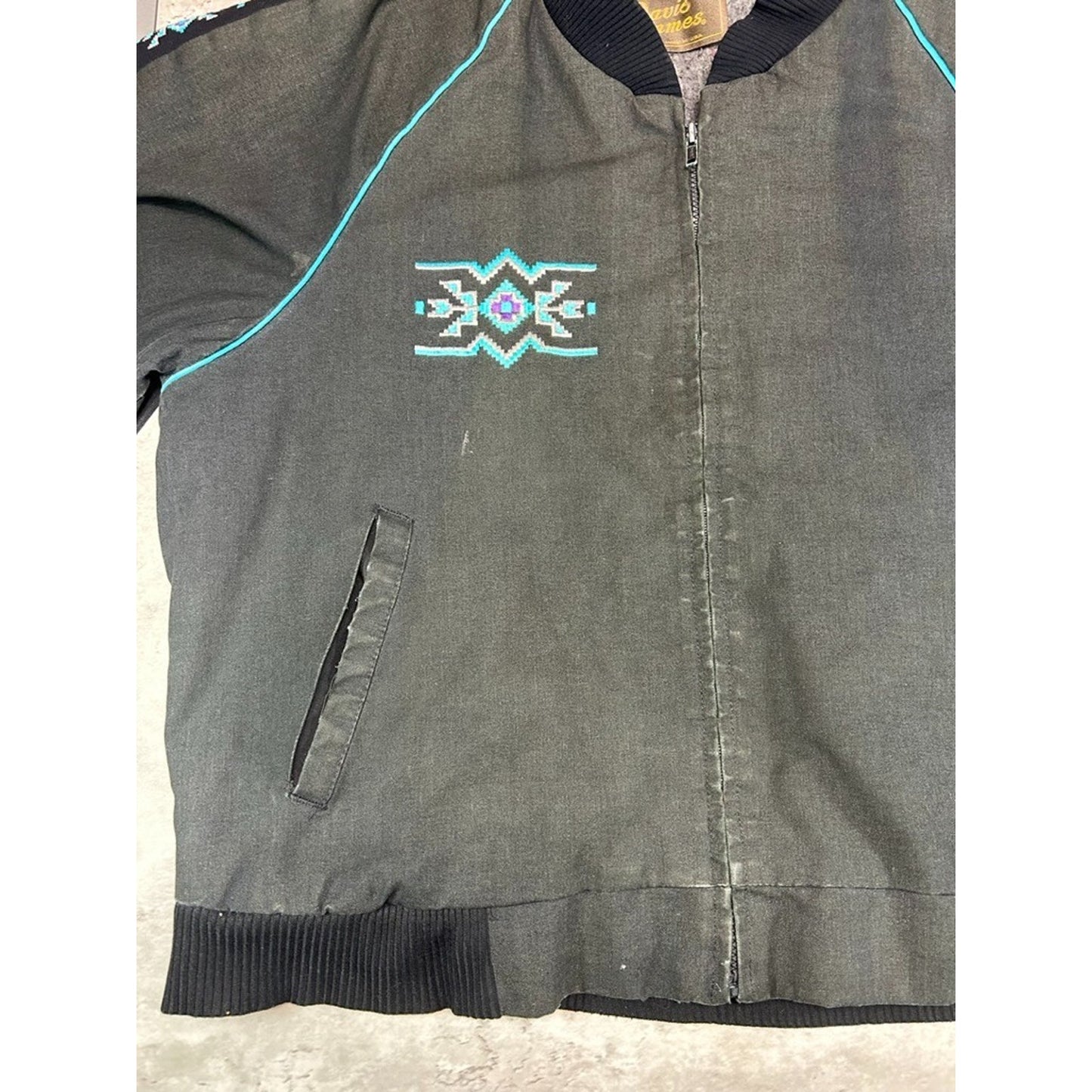 Vintage David James Fleece Lined Aztec Canvas Workwear Jacket Size XL