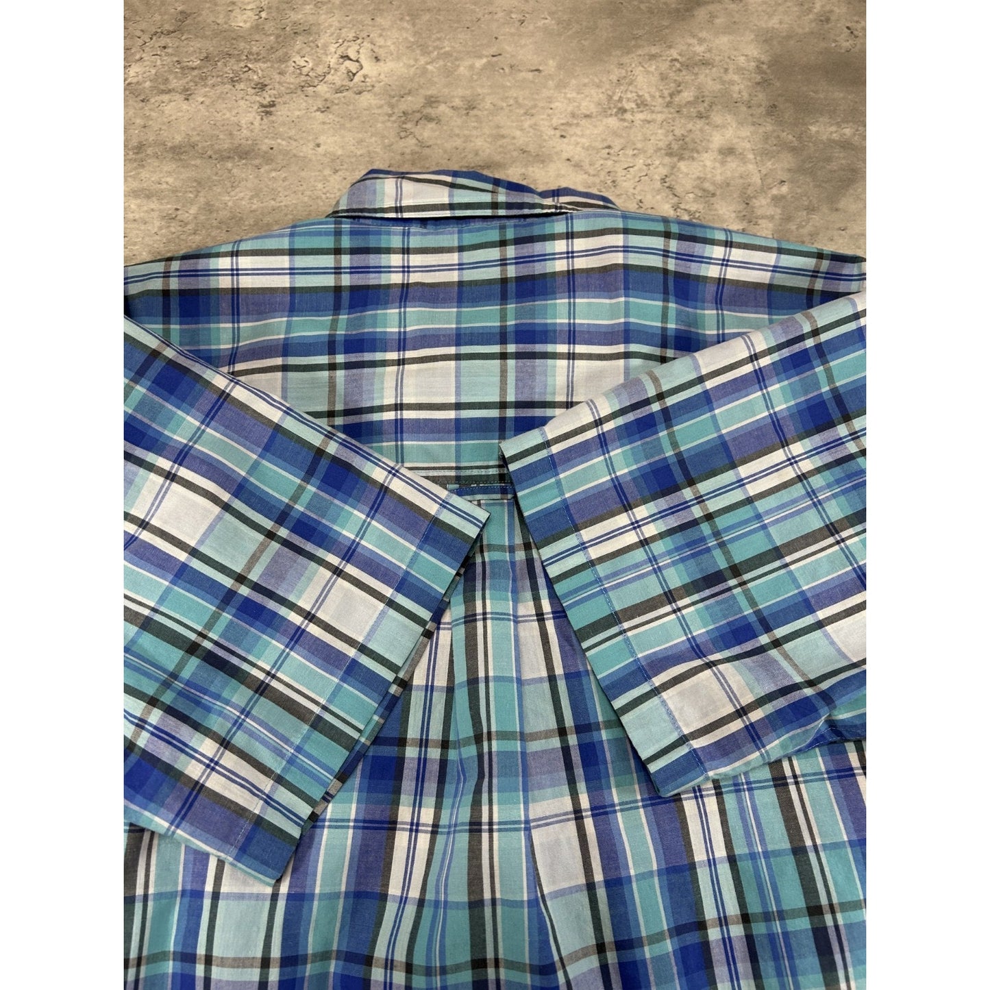 Vintage Chaps Plaid Print Short Sleeve Reworked Cropped Button Up Shirt Sz Large