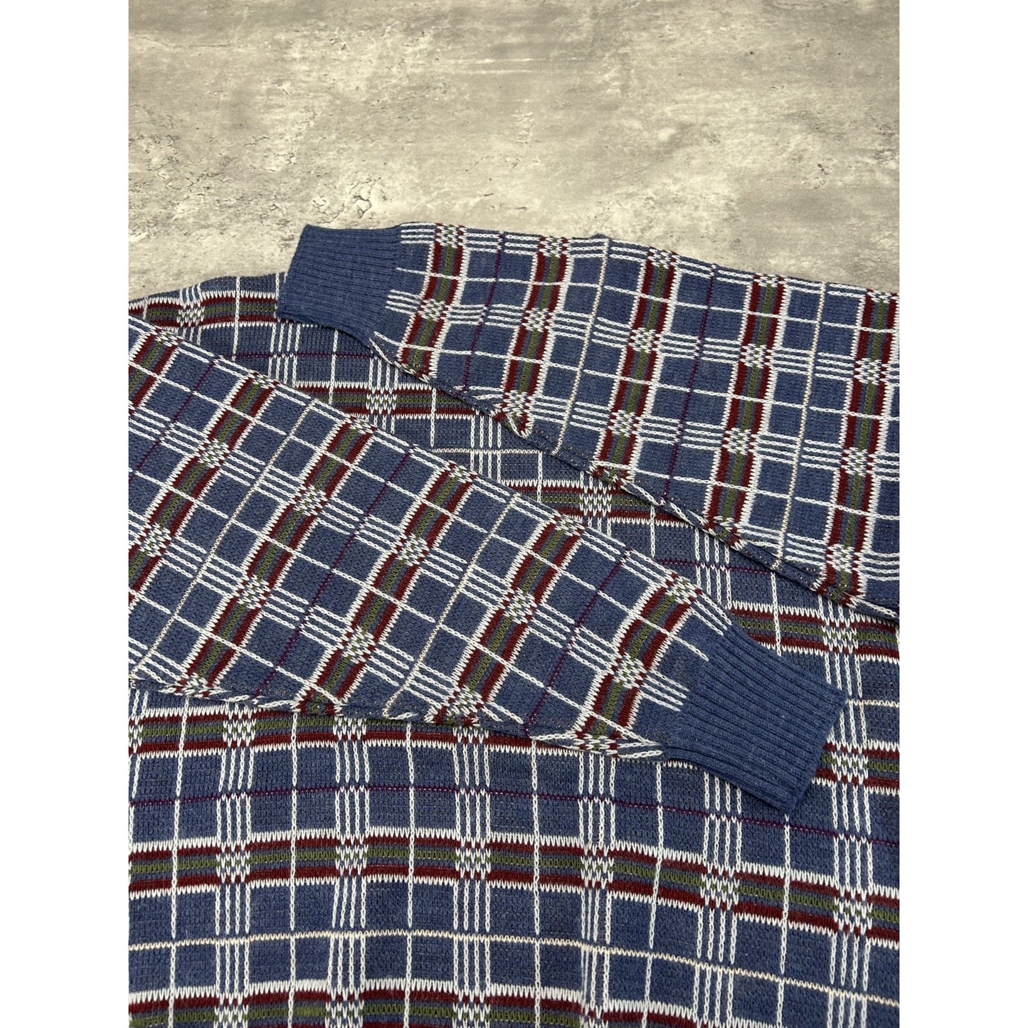 Vintage 80s/90s London Fog Plaid Print Pullover Knit Sweater Size Medium