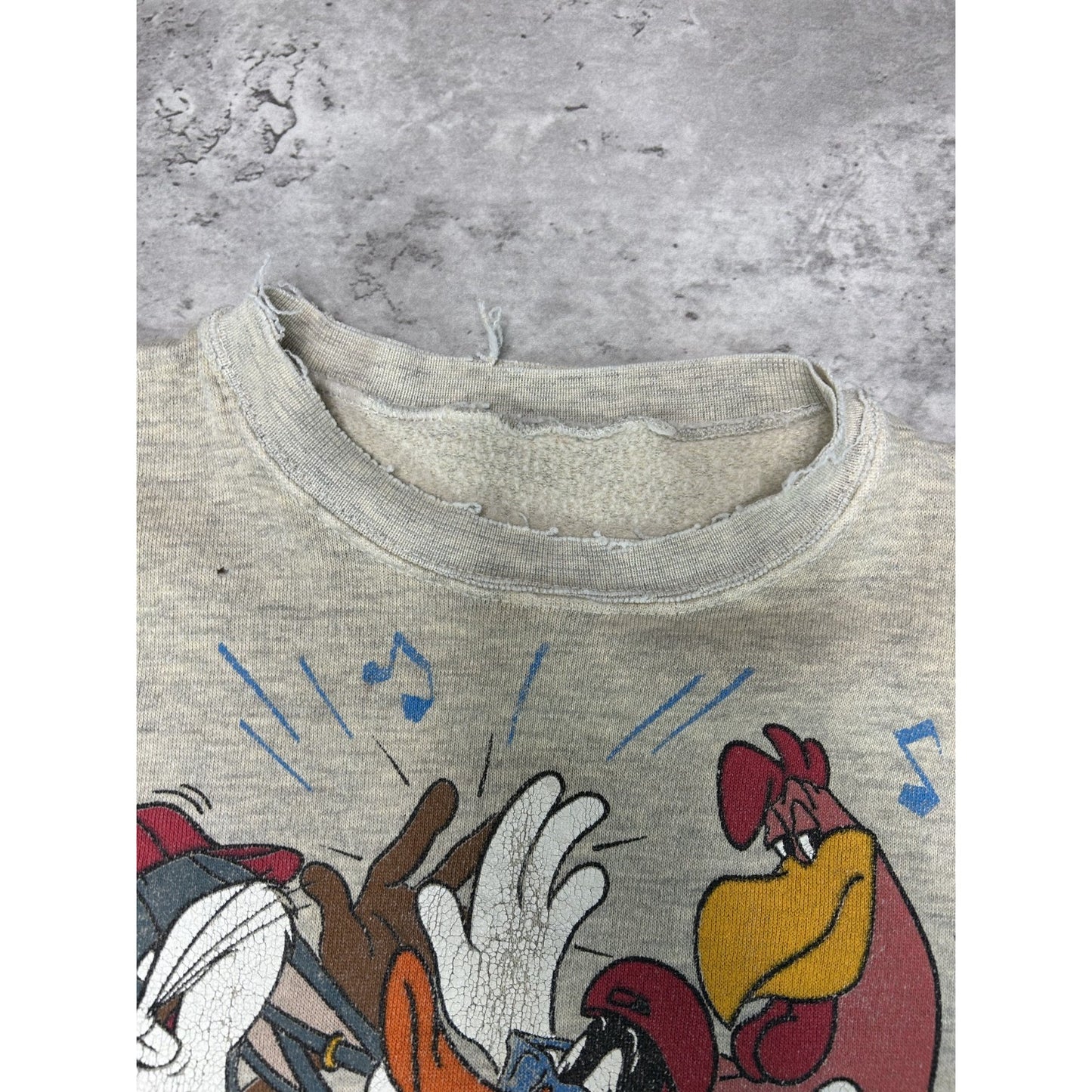 Vintage 90s Looney Tunes Tv Show Promo Graphic Sleeveless Sweatshirt Size Medium