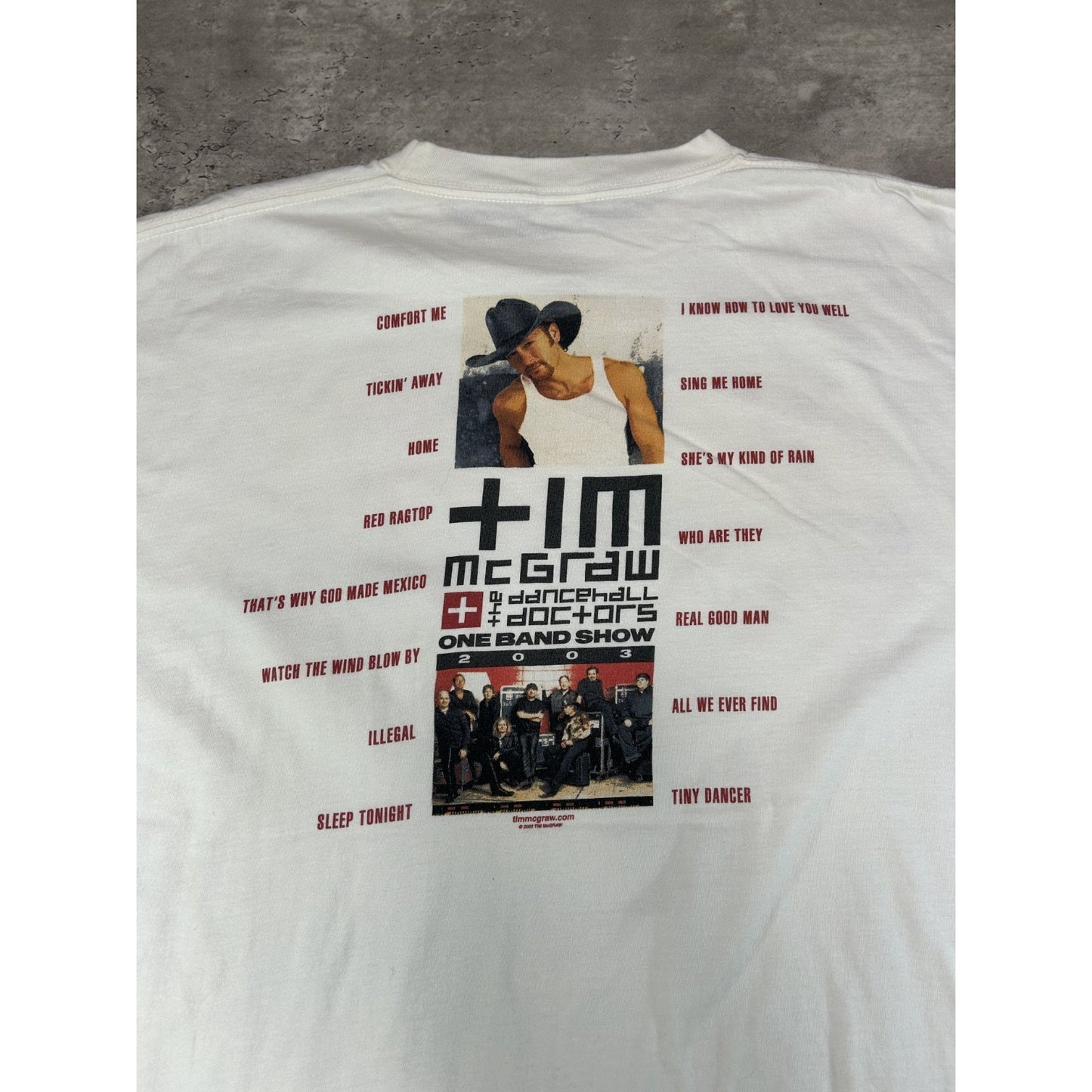 Vintage 2003 Tim McGraw One Band Tour Country Music T-Shirt Size Large White