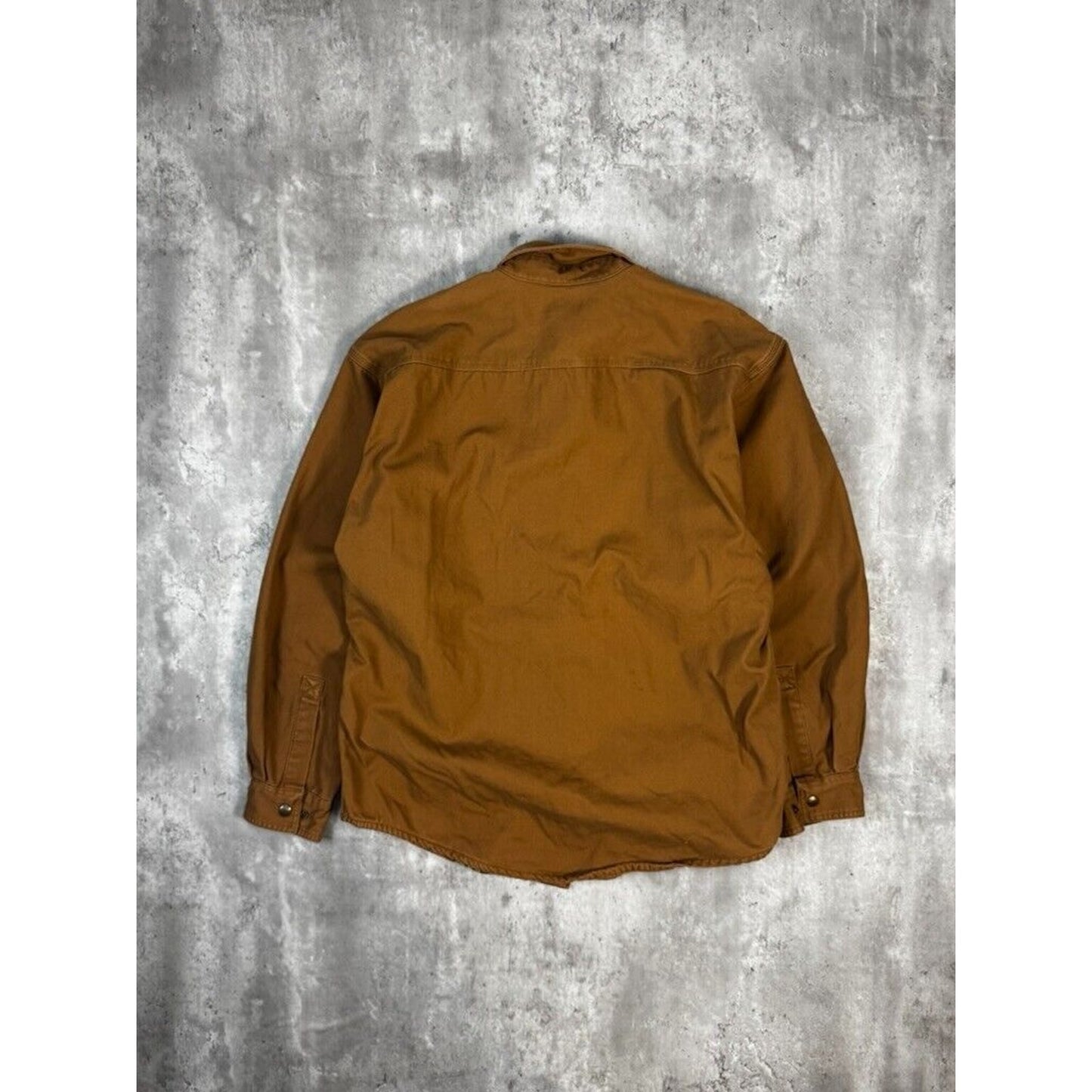 Vintage Carhartt Plaid Lined Canvas Workwear Button Up Shirt Size Medium Brown