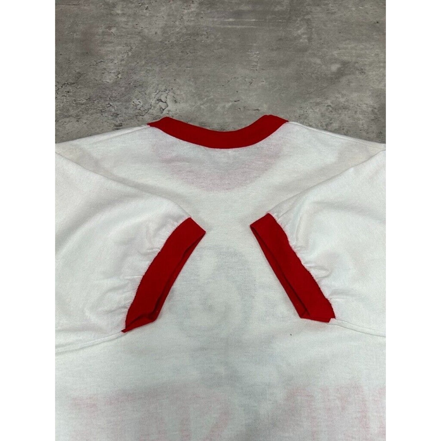 Vintage 1980s Ohio State Buckeyes NCAA Mascot Graphic Ringer T-Shirt Size Large