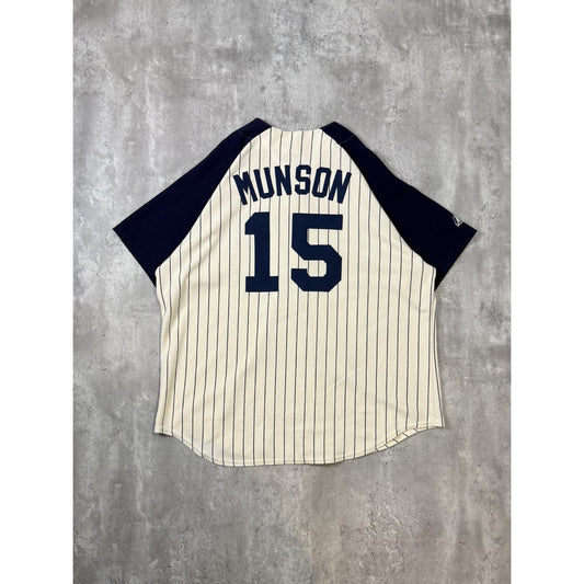 Vintage 90s Thurman Munson #15 New York Yankees MLB Pinstripe Jersey Size 2XL