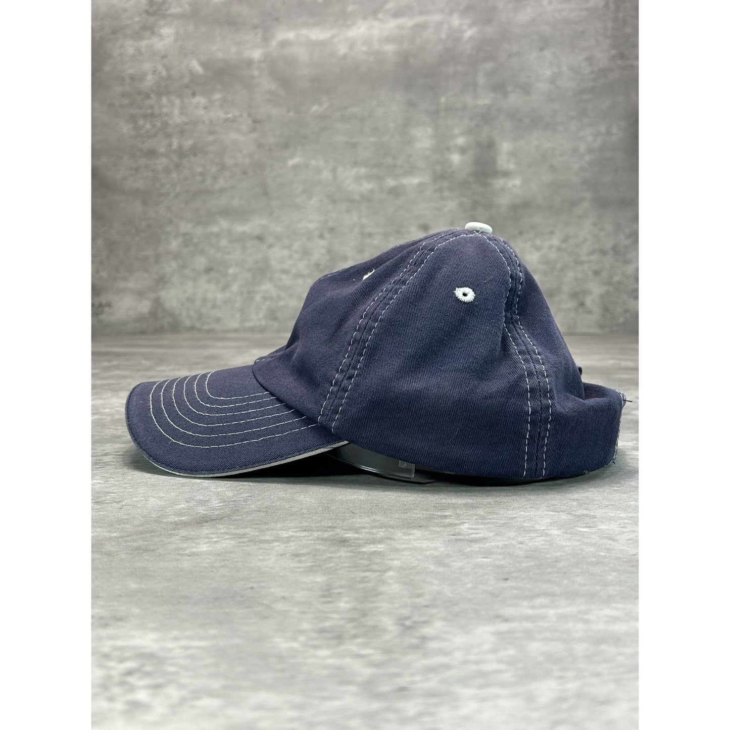 Vintage BMW Embroidered Logo Two Tone Strapback Hat OSFA Navy Blue/White