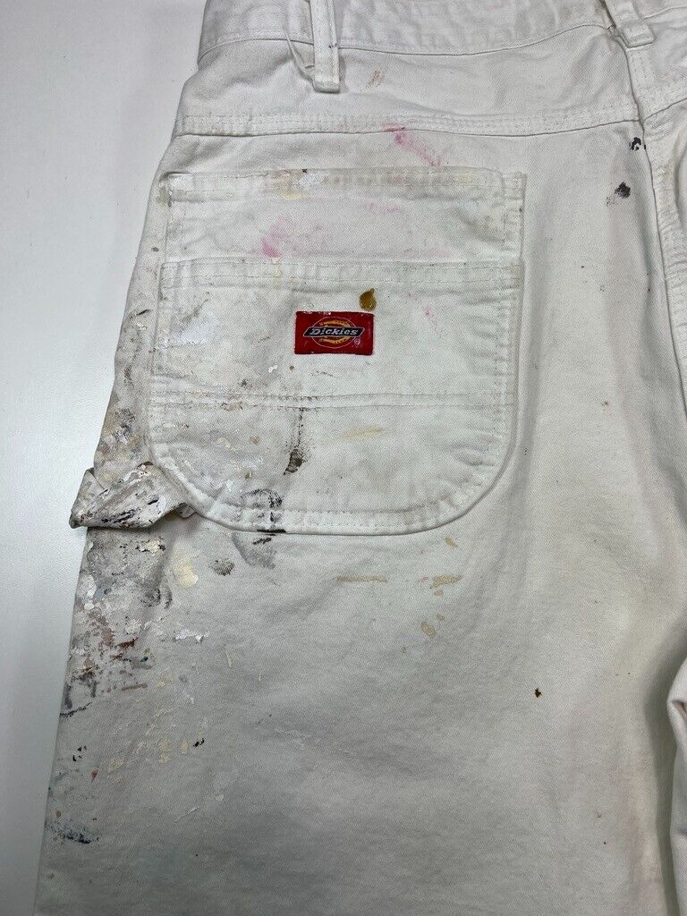 Vintage Dickies Canvas Workwear Painters Shorts Size 36 White