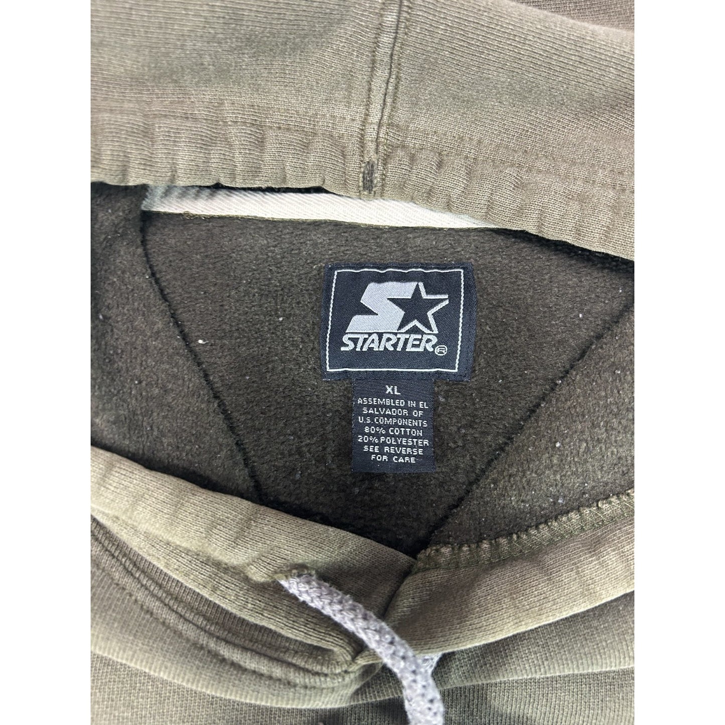 Vintage Starter Embroidered Spellout Earth Tone Hooded Sweatshirt Size XL