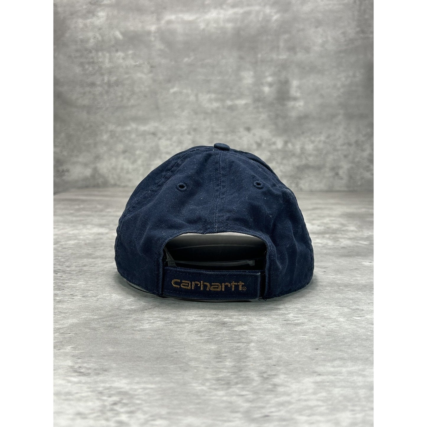 Vintage Carhartt Embroidered Leather Patch Workwear Strapback Hat OSFA