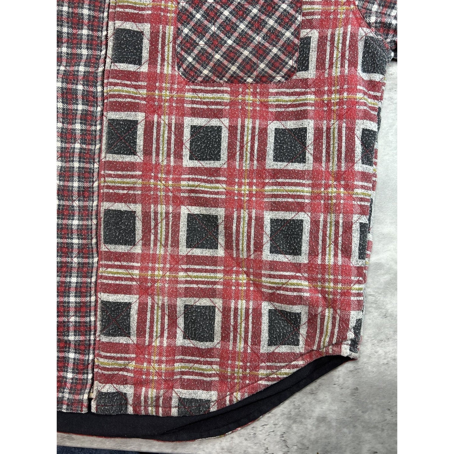 Vintage 90s Bugle Boy Wetlands Abstract Plaid Print Full Zip Jacket Size XL