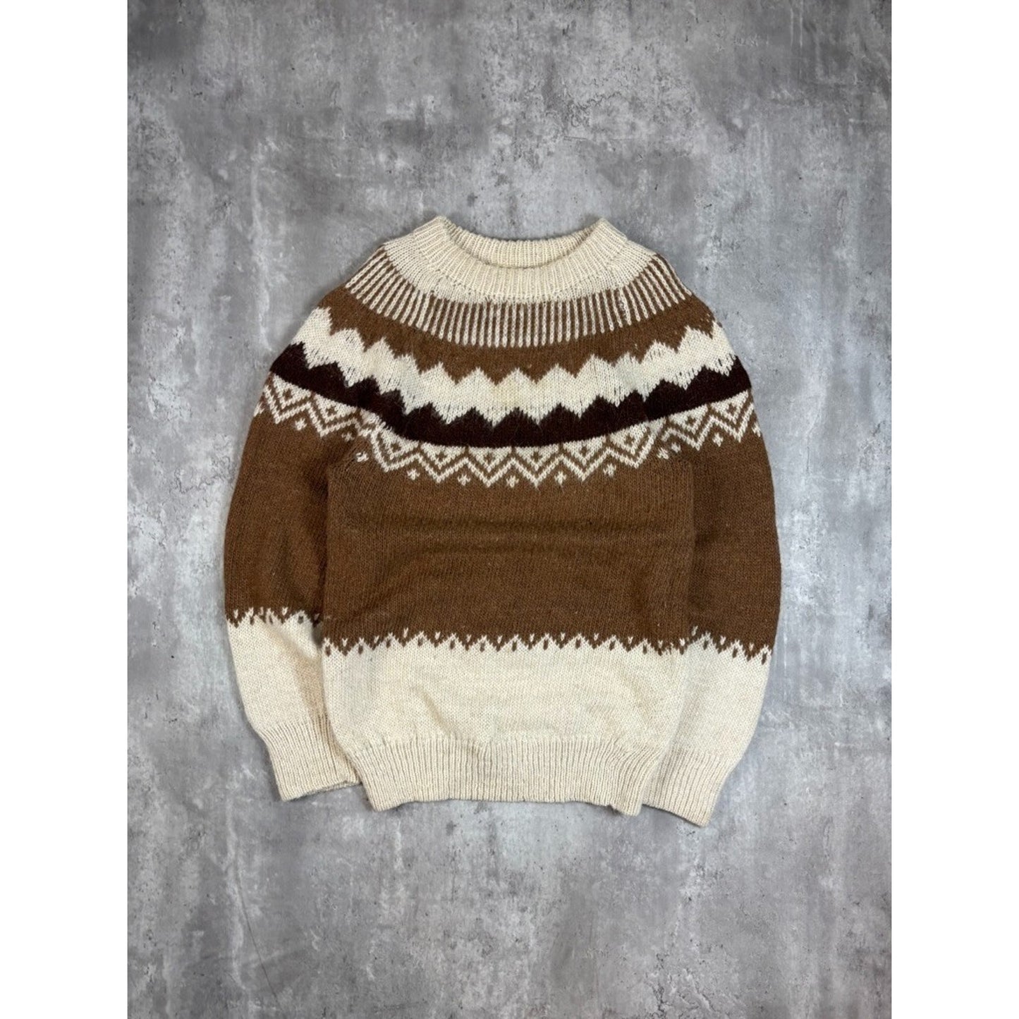 Vintage 1970s San Francisco Abstract Striped Heavyweight Knit Sweater Size Large
