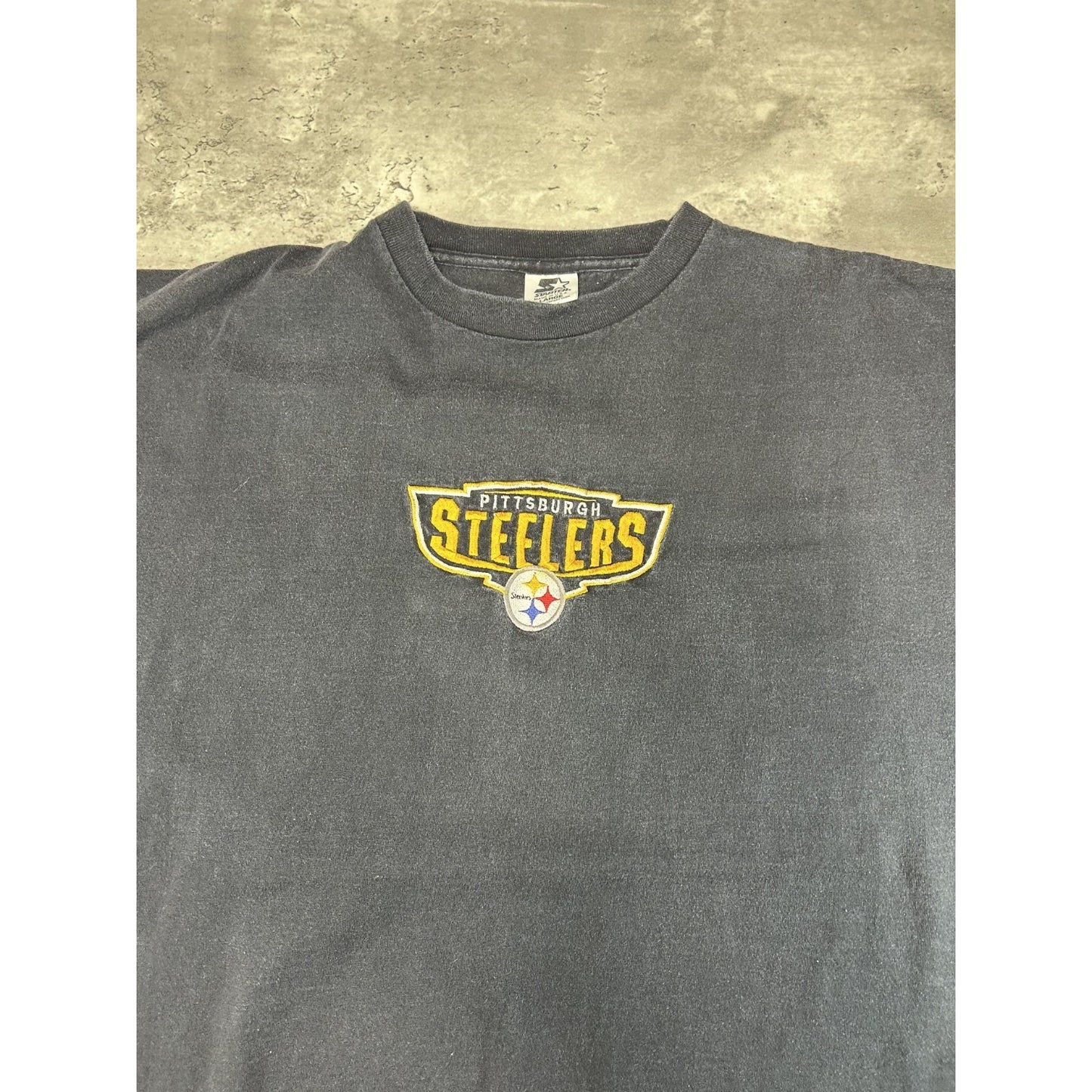 Vintage 90s Pittsburgh Steelers NFL Embroidered Spellout Starter T-Shirt Large