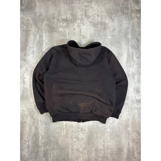 Vintage Carhartt Thermal Lined Full Zip Hooded Workwear Sweatshirt Size Large