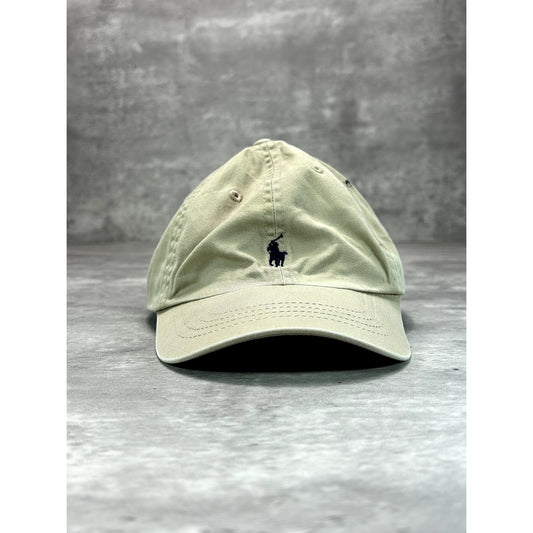 Vintage Polo Ralph Lauren Embroidered Pony Strapback Hat OSFA Beige YOUTH