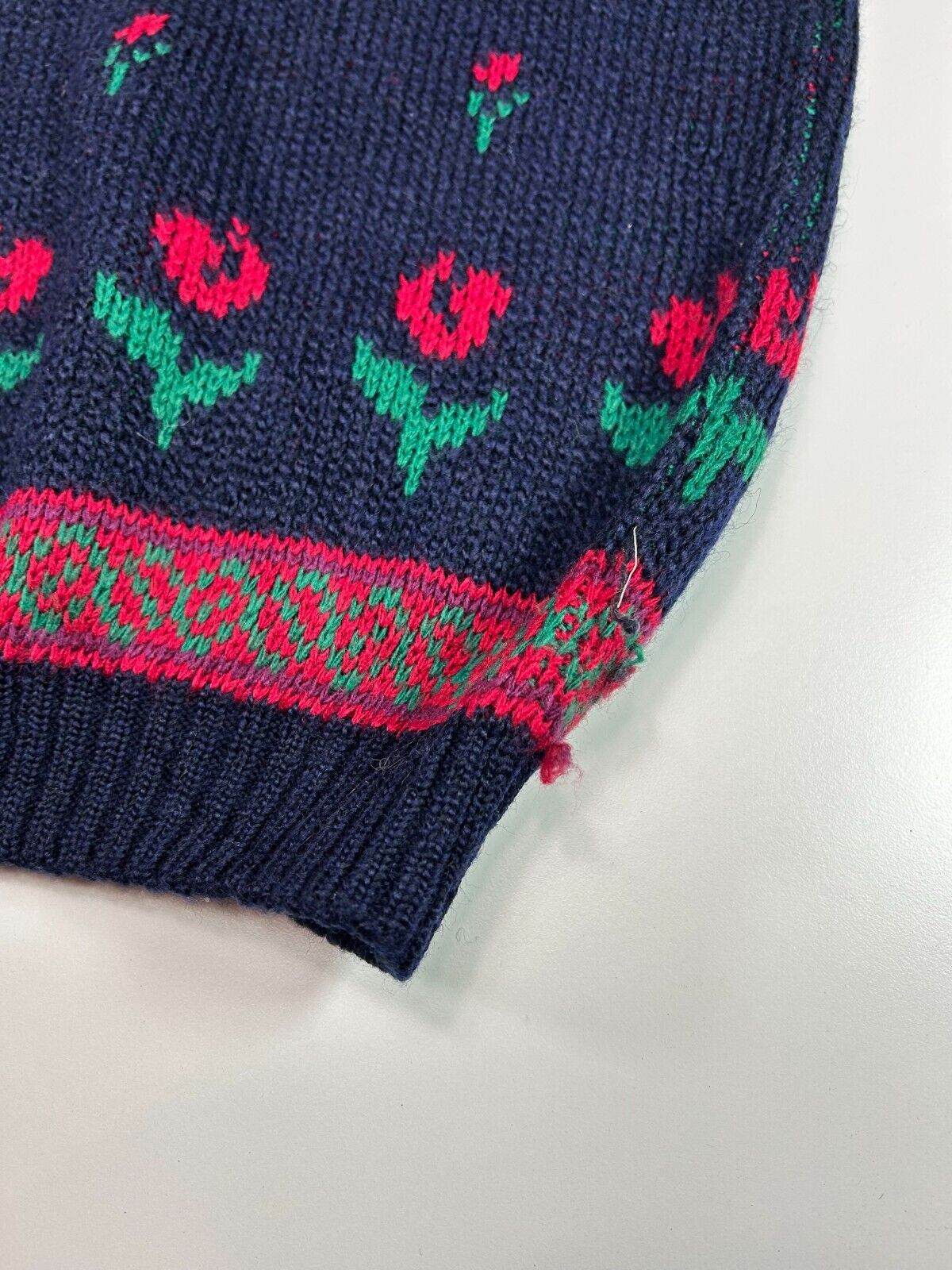 Vintage 90s St Michael Floral Print Pullover Ribbed Knit Sweater Size Large