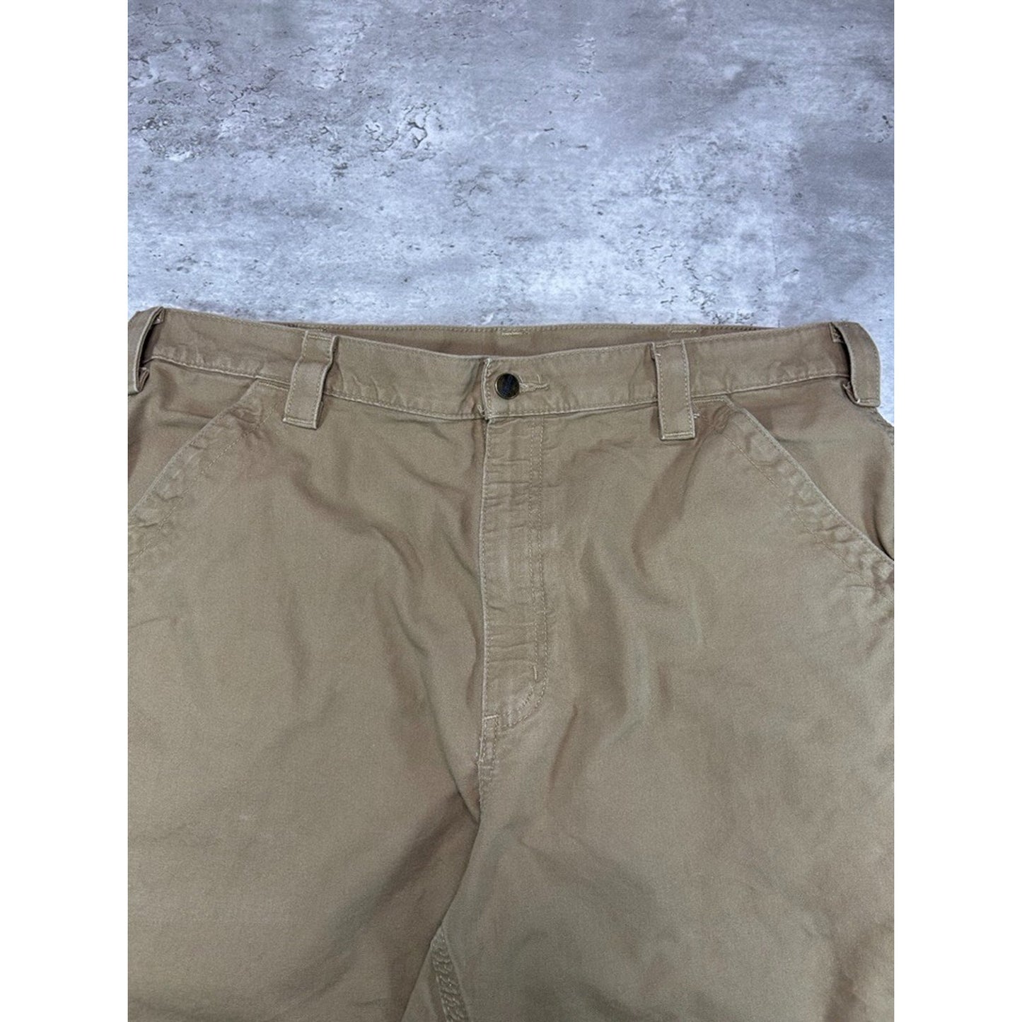 Vintage Carhartt Original Fit Canvas Workwear Carpenter Shorts Size 38 Beige